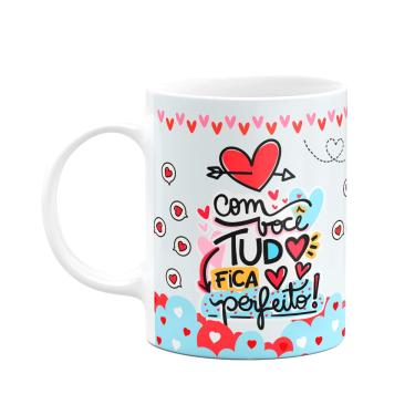 Imagem de Caneca Namorados - Com tudo fica perfeito - PugLove