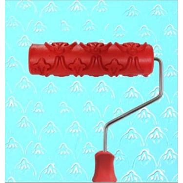 Imagem de Sadiyamo Rolo de arte de 18 cm DIY rolo de textura de rolo de pintura de parede com desenhos rolo de borracha de tinta padronizada com alça de plástico