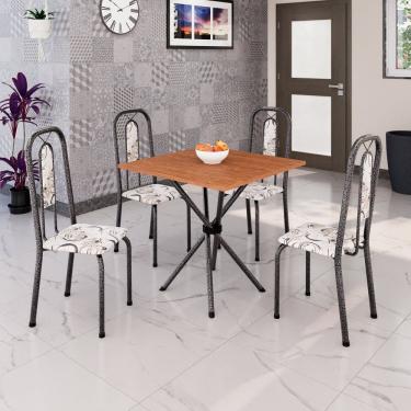 Imagem de Conjunto Sala de Jantar com 4 Cadeiras Lívia Arabesco/ Prata