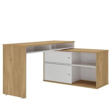Imagem de Mesa Escrivaninha 2 Portas De Correr Em L Alex Olmo/branco - ARTANY