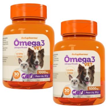 Imagem de kit 2xBotupharma. Omega 3 Vet, 1000mg, 30 Cápsulas, Suplemento para Cães e Gatos