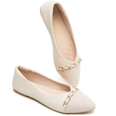 Imagem de BABUDOG Sapatilhas femininas pretas e brancas, sapatilhas de balé de camurça sintética confortável, Bege, 42