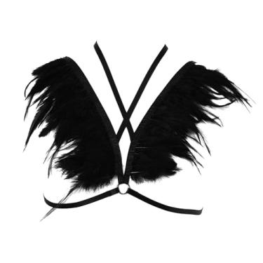 Imagem de Vaveren Suspensório de penas artificiais, top epaulet, echarpe para festa temática de bar e clube