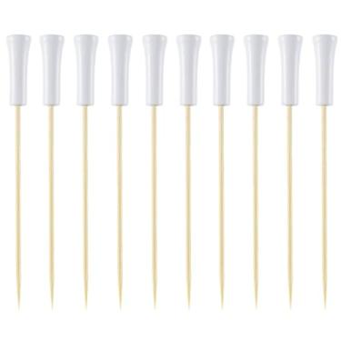 Imagem de 100 peças de camiseta de golfe palitos de coquetel de bambu 12 cm palitos de frutas com tema de golfe espetos de coquetel decorativos de madeira para aperitivos frutas, sanduíches, sobremesas, bolos