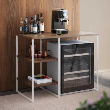 Imagem de Aparador Adega Industrial Bar Barzinho Bourbon Aço Branco e Carvalho 9