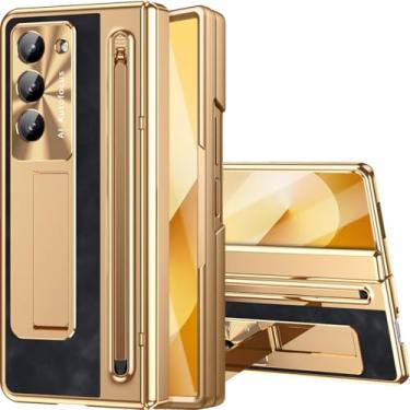 Imagem de NINKI Capa para Samsung Galaxy Z Fold 6 com suporte para S Pen e S Pen, capa para celular Galaxy Z Fold 6 com suporte e protetor de tela, capa protetora de dobradiça de couro revestido para Z Fold6 5G