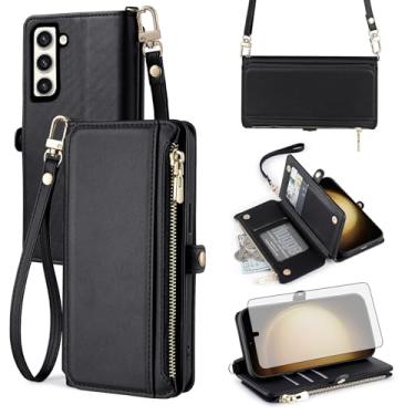 Imagem de Asuwish Capa de telefone para Samsung Galaxy S23 Plus S23+ 5G capa carteira com protetor de tela e alça de pulso compartimento para cartão acessórios para celular S23plus 23S + S 23 23+ SM-S916U 16.8