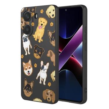 Imagem de HTXWXJC Capa de telefone para Xiaomi Poco X7 Pro, 2412DPC0AG Redmi Turbo 4 Capa à prova de choque flexível bumper TPU capa macia padrão cão capa de telefone para Xiaomi Poco X7 Pro 5G Black Dog