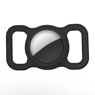Imagem de Capa protetora compatível com Apple AirTag, GPS rastreando coleira para cães e gatos acessórios suporte para alça para animais de estimação, capa protetora de silicone leve, macia, Preto