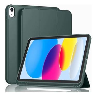 Imagem de Capa Case PREMIUM Anti Impacto com função sleep e suporte para iPad 10 10.9" e iPad 11 A16 2025 Com Compartimento Para Pencil Caneta Tampa Magnética (Verde)