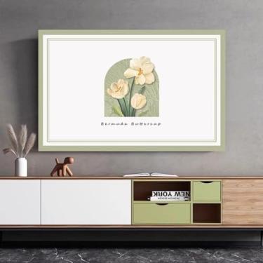 Imagem de Capa protetora contra poeira de TV com impressão artística para TV interna de 81 a 203 cm, capa de TV moderna, tecido elástico, protetor de tela de TV universal para televisão/computador-flor3||55