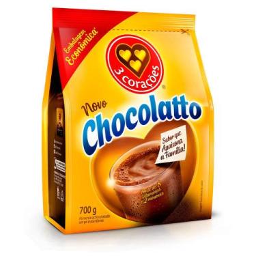 Imagem de Achocolatado Chocolatto 3 Corações Refil Pacote 700g, 700g