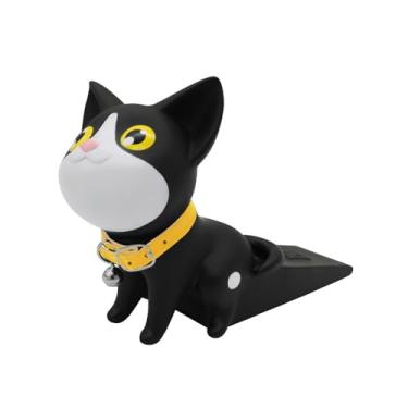 Imagem de BLWOTMOR Batente de Porta, Suporte de Porta em Formato de Gato Fofo, Redução de Ruído, Antiderrapante, Cunha de Porta de PVC para a Parte Inferior Da Porta Par, Preto branco, Tamanho real