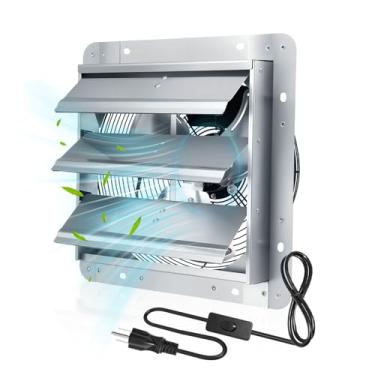 Imagem de Aibabcue Exaustor de obturador, ventilador de ventilação de montagem na parede de 7 polegadas com interruptor ON/OFF, 1600 RPM, 760 CFM Ventilador de sótão para ventiladores de estufa, empena, celeiro