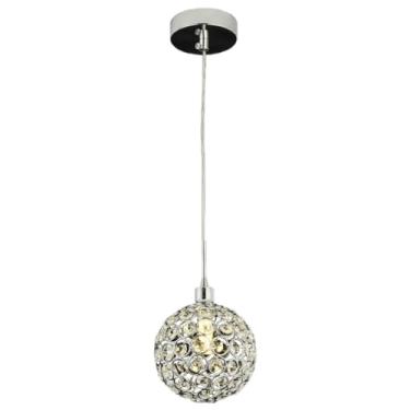 Imagem de Pendente Metal Cromado Com Globo Cristal 12cm 1 Lâmpada G9