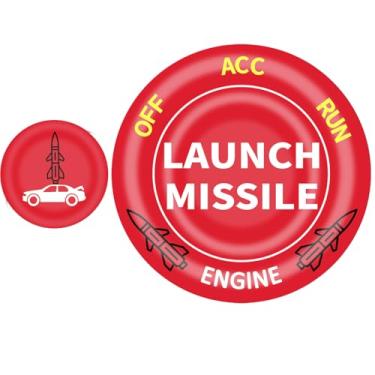 Imagem de DECALEPIC Capa de botão de partida para Dodge Challenger Charger Durango Accessories 2015-2025, capa de botão engraçada estilo míssil de lançamento exclusivo vermelha