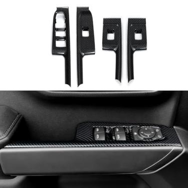 Imagem de Acabamento de painel de interruptor de elevação de janela interior de fibra de carbono ABS para Chevy Silverado 2019-2025 | para acessórios GMC Sierra 1500 2500 3500 HD 2019-2021 (cabine dupla)