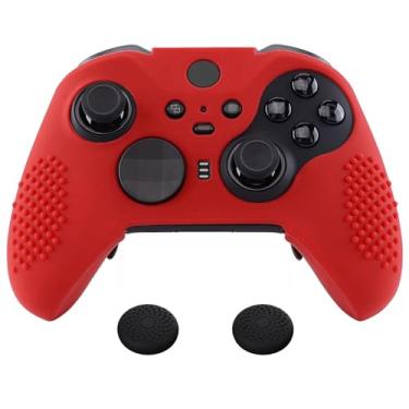 Imagem de eXtremeRate Capa protetora vermelha macia de silicone antiderrapante, capa protetora de controle para Xbox One Elite Series 2, Elite 2 Core com tampas analógicas de aperto de polegar