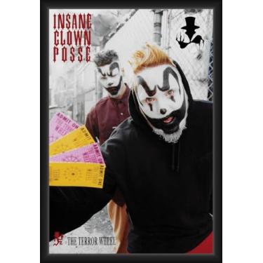 Imagem de BUY ART FOR LESS Pôster de arte emoldurado oficialmente licenciado Insane Clown Posse - The Terror Wheel - 61 x 91 cm - Moldura de madeira resistente com vidro plexi - Pronto para pendurar
