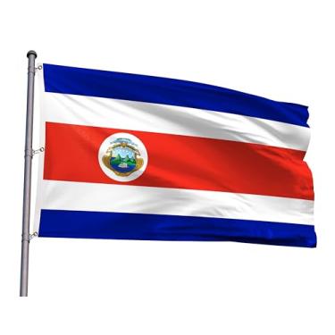 Imagem de Bandeira da Costa Rica Extra Grande 1,8 x 3 m Bandeira da América Latina impressa em poliéster gigante da Costa Rica com 3 ilhós para festival temático da Costa Rica evento desfile festa herança