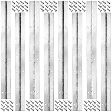 Imagem de MANCHAP Dobradiça De Piano Contínua Prateada 8 Peças 12", Gabinete Aço Inoxidável Para Caixa Barco