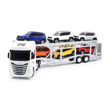 Imagem de Caminhão Cegonha Jeep Iveco S-Way Miniatura Infantil Criança Coleção C