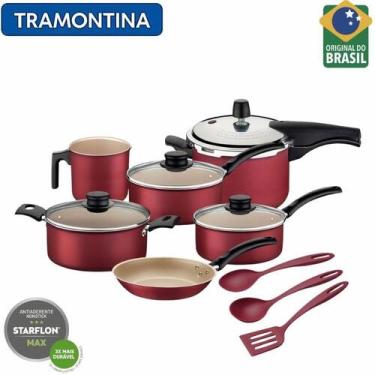 Imagem de Jogo de Panelas 9 Peças Tramontina com Panela de Pressão e Utensílios,