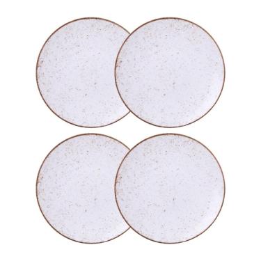 Imagem de Jogo de Pratos Rasos 4 Peças Rústico 25 cm Porcelana Decorada Tramontina