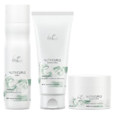 Imagem de Wella NutriCurls Shampoo 250ml, Condicionador 200ml e Máscara 150ml