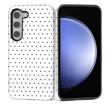 Imagem de MQJCYB Capa para Samsung Galaxy S23 Plus, híbrida, resistente, 2 em 1, resistente à prova de choque, proteção brilhante, capa para Samsung Galaxy S23 Plus com bolinhas e estética branca