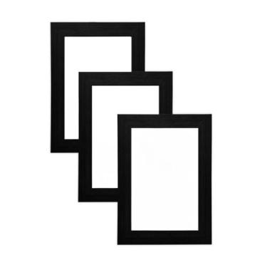 Imagem de Kit Com 3 Porta-Retratos A5 15x21cm | Com Vidro | Molduras Para Fotos | DecoraçãO Para Quarto E Sala(Preto)