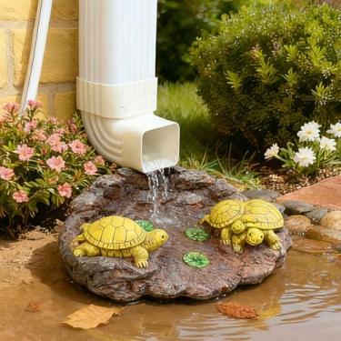 Imagem de Gutter Splash Block Estátua de tartaruga para decoração de jardim ao ar livre, decorativa de calha de calha de chuva de concreto desviador de bloco de respingos, calha de tartaruga de resina de pedra