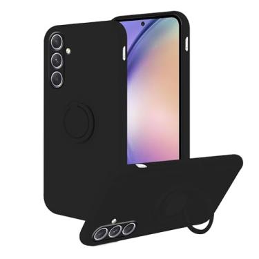 Imagem de Anlalish Compatível com Samsung Galaxy S24 FE capa de silicone fofa, fina à prova de choque para mulheres/homens, capa de telefone Samsung S24 FE com suporte de anel magnético (preto)