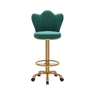 Imagem de hezhuhe2258 Cadeira de bar bar caixa ilha mesa cadeira de jantar recepção encosto sentado banco alto luz luxo simples metal uso doméstico (verde)