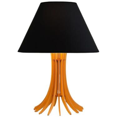 Imagem de Abajur luminaria de mesa sala quarto escritório em mdf cortada(Base Cru/cúpula Preto)