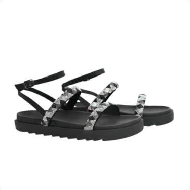 Imagem de Sandália Feminina Florença Birken em Couro Legítimo, Papete Conforto e Estilo (Preto, BR, Adulto, Numérico, 34)