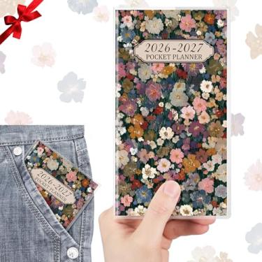 Imagem de ReliThick Calendário de bolso 2026 para bolsa, agenda mensal pequena para mulheres, agenda semanal prática de bolso, diário, presente de Natal e ano novo, irmãs amigas e mulheres (2026-2027, natureza