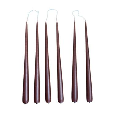 Imagem de Kit 6 Velas Cônicas Decorativas Marrom 100% Parafina Duração 8h