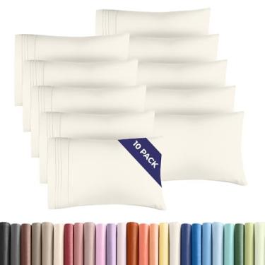 Imagem de Conjunto de 10 fronhas Queen – Capas de almofada ultra macias de qualidade hoteleira – Confortáveis, aconchegantes e sem rugas – Resistente a encolhimento, manchas e desbotamento – Protetores de