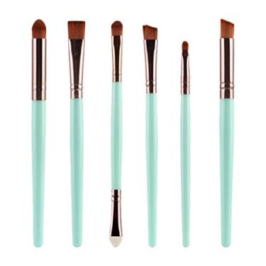 Imagem de Kit de pincéis de maquiagem de sombra sintética macia para delineador de olhos - Conjunto profissional para mistura de líquidos e pó - para viagens - Presente para ela - Versátil - Café verde