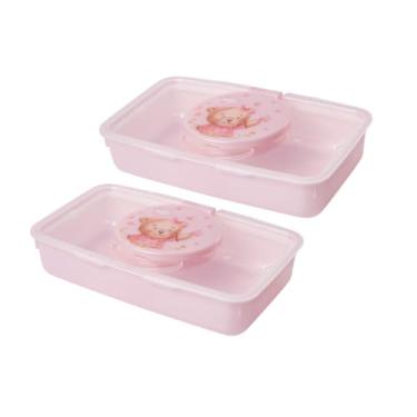 Imagem de Kit 2 Porta Lenço Umedecido Para Bebê Viagem Passeio Maternidade Tampa Com Borracha De Vedação (Ursinha)