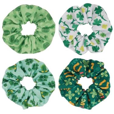 Imagem de 4 peças de prendedores de rabo de cavalo de trevo elásticos de férias irlandesas para o dia de São Patrício, acessórios de cabelo para mulheres, meninas e adolescentes, lembrancinha de presente de