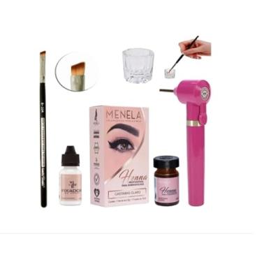 Imagem de Kit Designer De Sobrancelha Henna Menela Mixer Pincel Dappen (Preto)