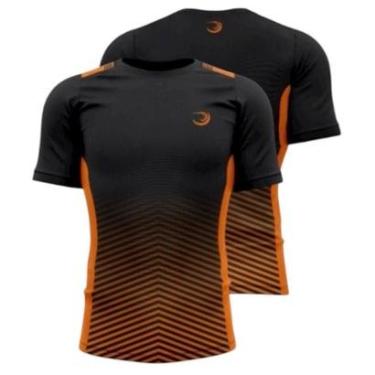 Imagem de Camiseta Dry Tech Summer Pro Preta Laranja Corrida Treino Academia Fitness Anti Odor - Unissex-Unissex