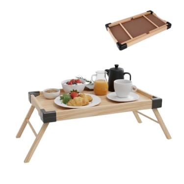 Imagem de Bandeja para Café da Manhã na Cama Dobrável de Madeira Mesa Infantil Multiuso Portátil Bandeja para Servir Refeições na Cama Mesa para Notebook e Leitura Fácil de Armazenar Uso Prático
