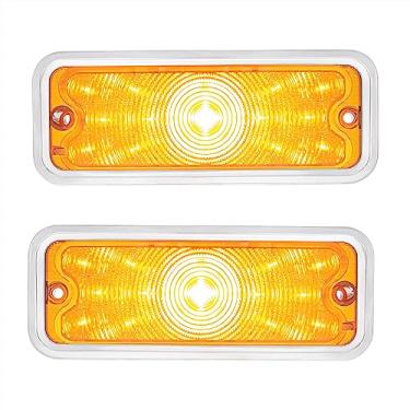 Imagem de United Pacific 111108 Luz de estacionamento frontal 17LED com acabamento SS para caminhão Chevy/GMC 1973-80, moldado por injeção, plugue 1157 – lente âmbar – um conjunto (pacote com 2)