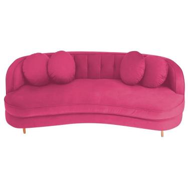 Imagem de Sofá Curvo 2 Lugares Orgânico Sala Recepção Luxo Panamá 160cm Suede Pink