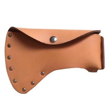 Imagem de Bainha de cabeça de couro resistente com rebites de metal, 19 x 14 cm, fecho de botão, capa protetora para machadinha
