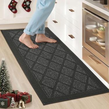 Imagem de COSY HOMEER Tapete de cozinha antiderrapante lavável, tapetes de cozinha absorventes de 51 x 122 cm para chão, tapetes de corredor para chão de cozinha, tapete de pia de cozinha 100% polipropileno