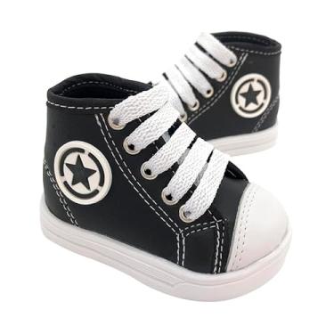 Imagem de Tênis Sapatinho Infantil Bebê Cano Alto Estrela Preto Unisex (Preto, BR, Bebê, Numérico, 21)